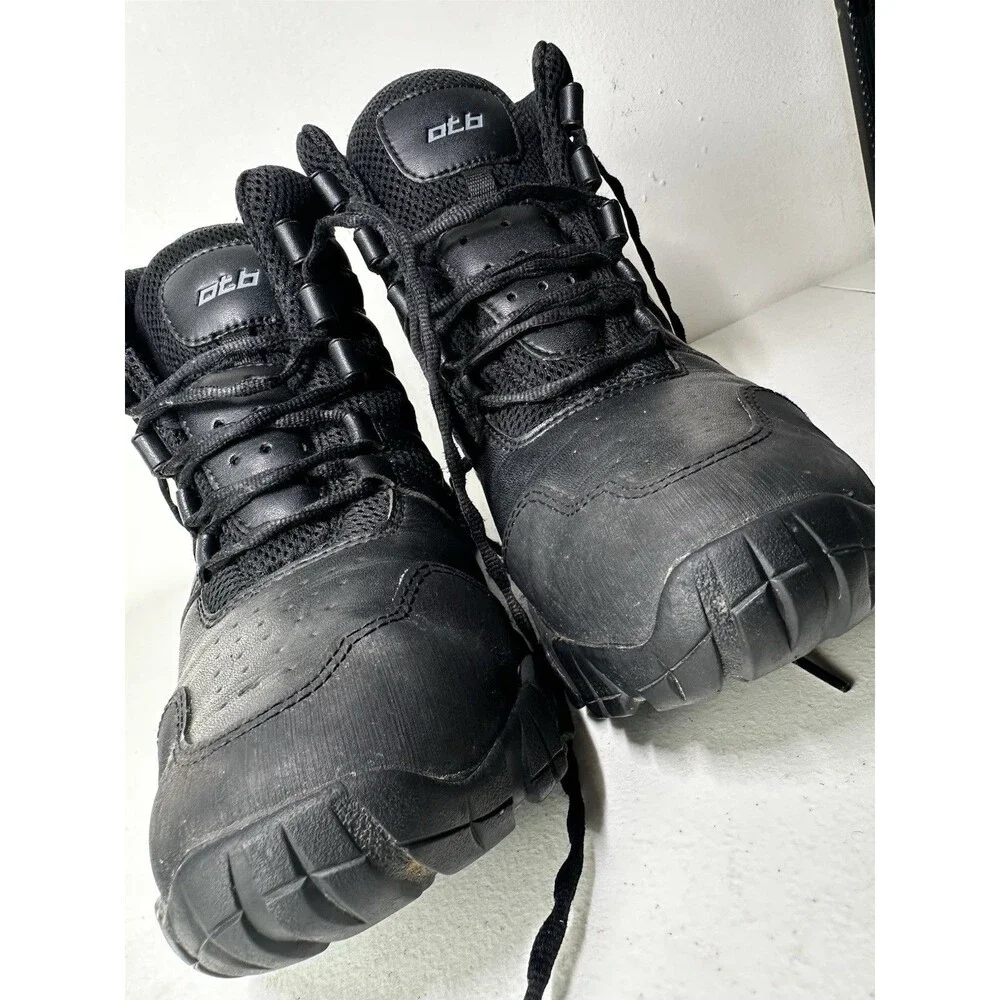 OTB Men's Black Leather Lace-Up Ankle Combat Boots US 10 EU 43 UK 9